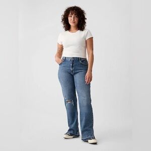 Gap Mid Rise '90s Loose Jeans in Medium Wash Destroy